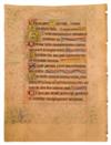 MANUSCRIPT LEAVES  ANNUNCIATION TO THE SHEPHERDS. Vellum leaf from Latin Book of Hours with miniature. Northern France, ca. 1450